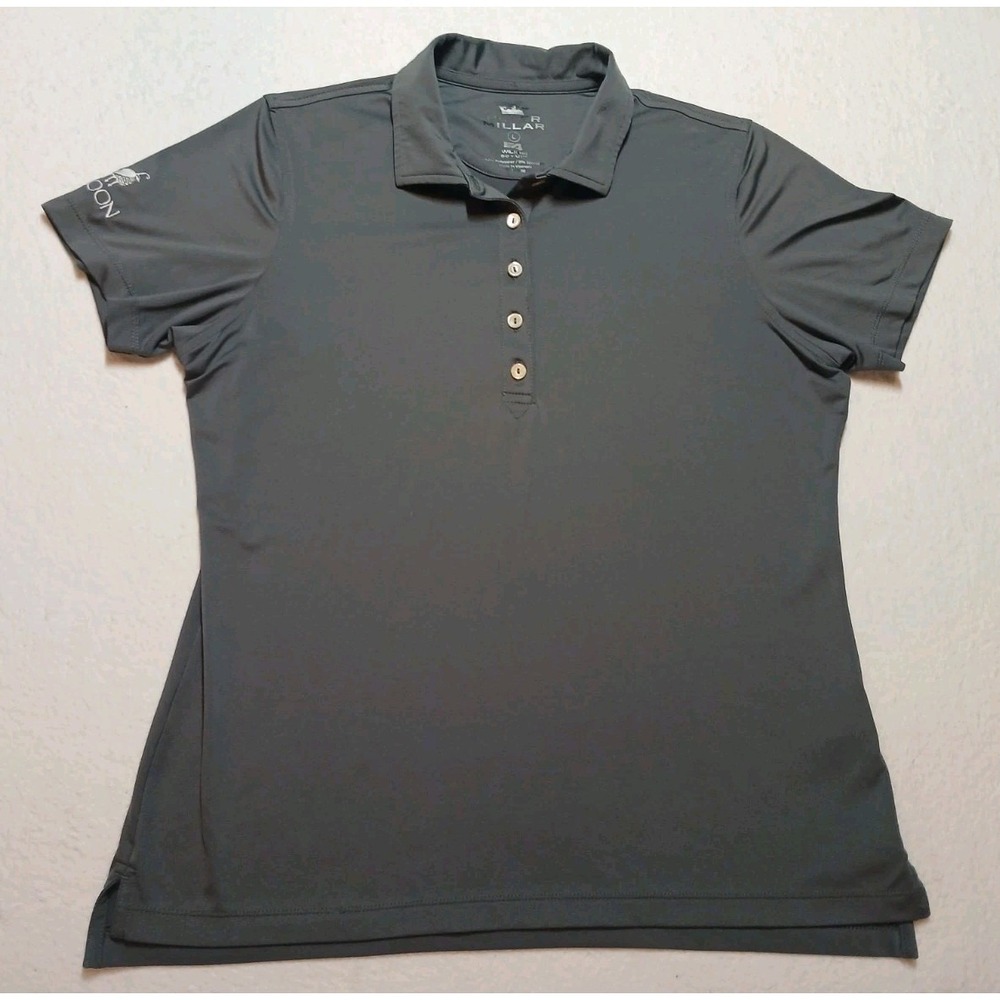 Peter Millar Polo Shirt Mens‎ Large Gray E4 Performance UPF 50 Wicking Golf